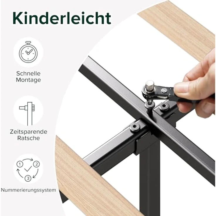 Zinus Maya Bett 180x200 cm - Höhe 30cm - Gepolstertes Bettgestell mit Kopfteil - Lattenrost aus Holz – Dunkelgrau – Bild 5