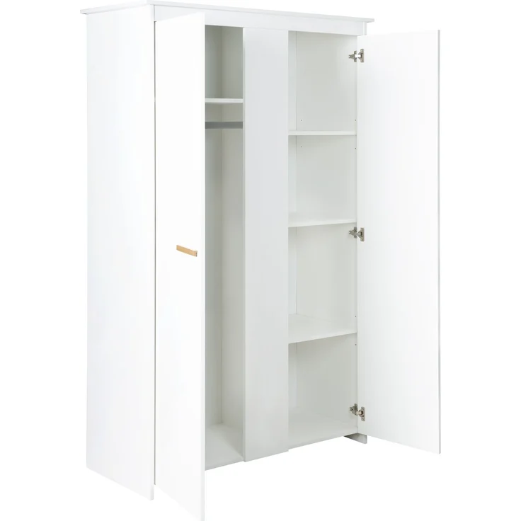 roba Kleiderschrank 'Anton' 2-türig - Holzgriffe aus Buche - Schrank für Baby- & Kinderzimmer - Weiß – Bild 5