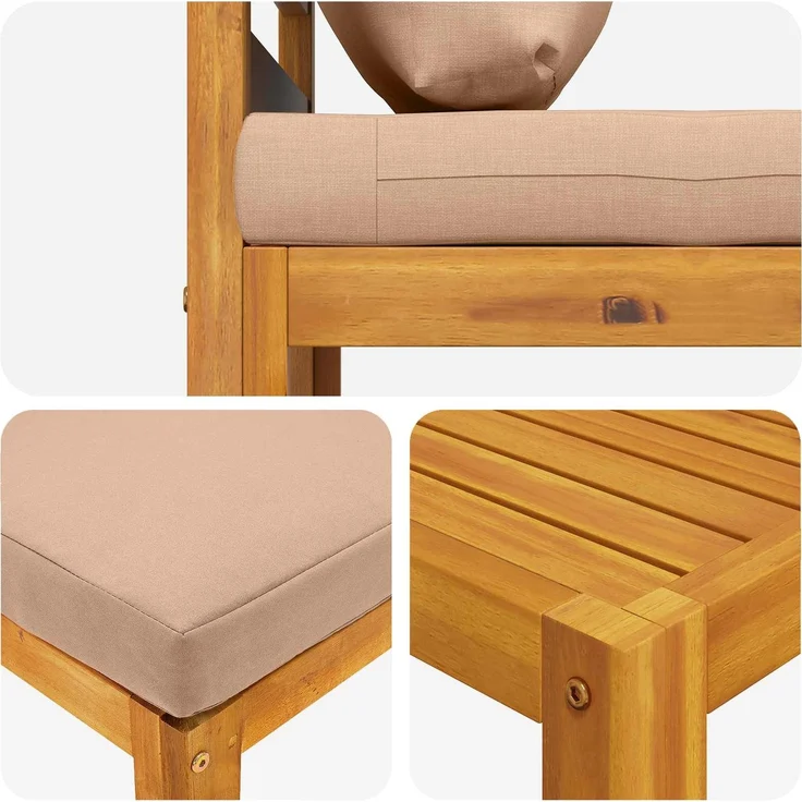 vidaXL 9-teiliges Garten-Lounge-Set, modular Natur Massivholz Akazie 3417287 – Bild 6