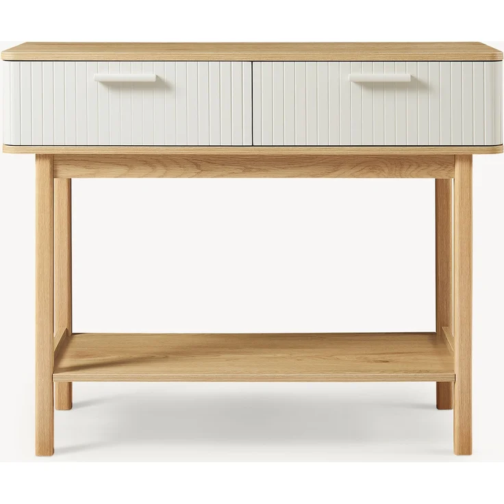 Konsolentisch Ferrersp mit 2 Schubladen 100x40x80 cm Eicheoptik/Sandfarben [en. casa] – Bild 5