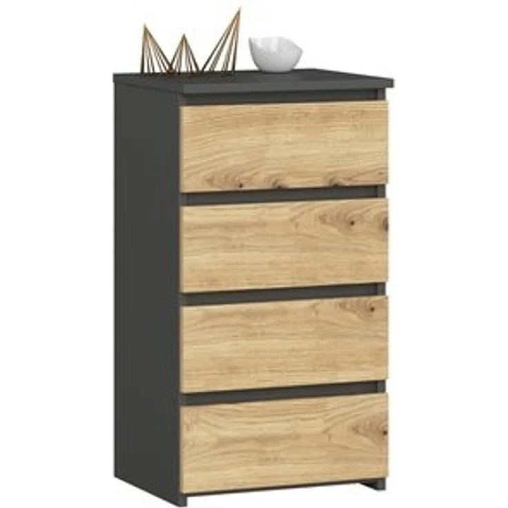Home Collective Kommode 40 cm breit Holz Highboard Sideboard für Flur Schlafzimmer Wohnzimmer (Mehrzweckschrank Schrank schmal Kommode Schlafzimmer mit Schubladen), Kinderzimmer Organizer, 73 cm hoch, 4 Schubladen graphit-Artisan Eiche – Bild 6