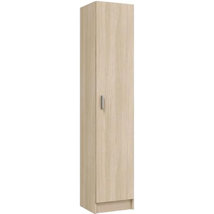 Mehrzweck-Kleiderschrank mit einer Flügeltür mit drei höhenverstellbaren Einlegeböden, Eichenfarbe, 37x37 x H180 cm – Bild 4