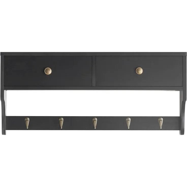 SoBuy FRG178-SCH Wandgarderobe, MDF, Lackiert, Schwarz, 60 x 27 x 15 cm