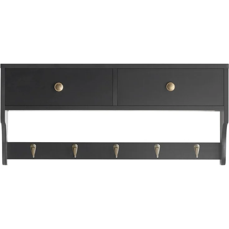 SoBuy FRG178-SCH Wandgarderobe, MDF, Lackiert, Schwarz, 60 x 27 x 15 cm – Bild 1