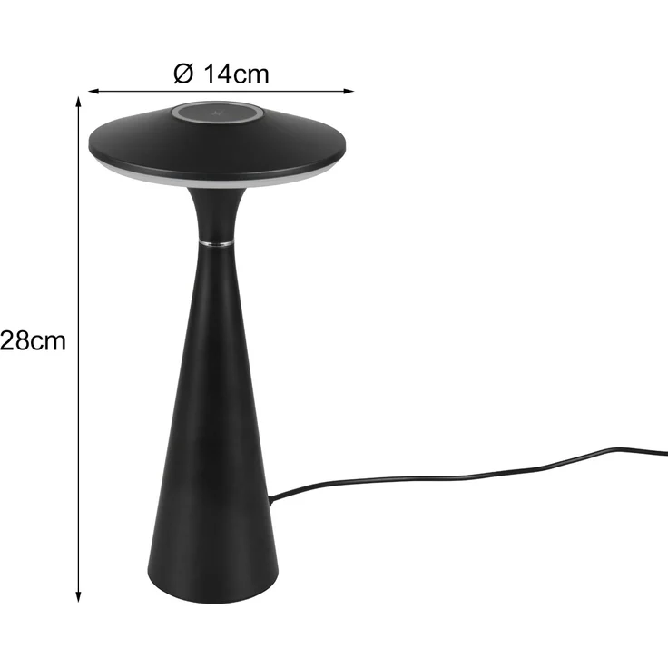 TRIO Leuchten LED Tischleuchte TORREZ, Dimmfunktion, USB-Ladefunktion, LED fest integriert, warmweiß - kaltweiß, in-Outdoor Akku Tischlampe mit USB-C, dimmbar, Lichtfarbe einstellbar – Bild 4