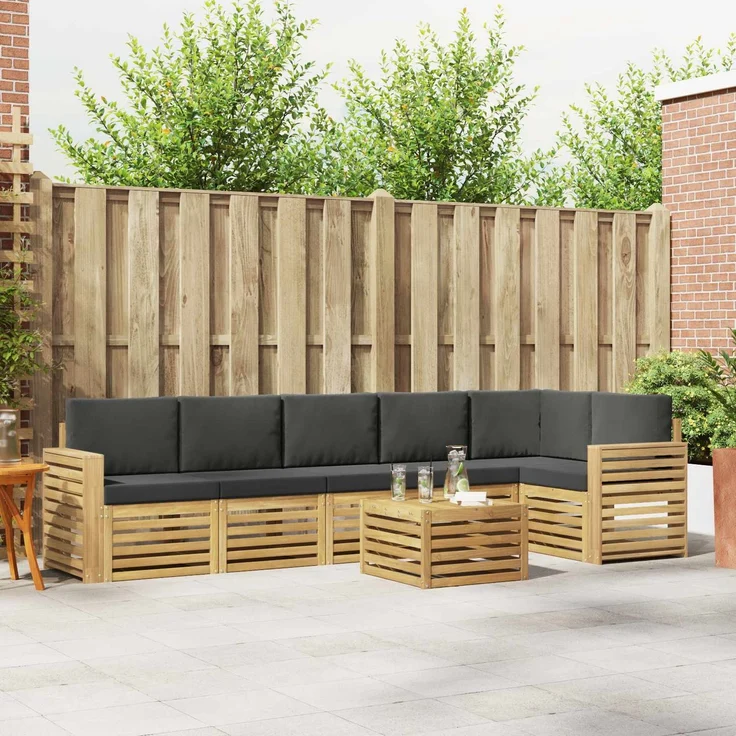vidaXL Outdoor-Sofagarnitur 7 stk. 6-Sitzer Weiß und Anthrazit 3391962 – Bild 1