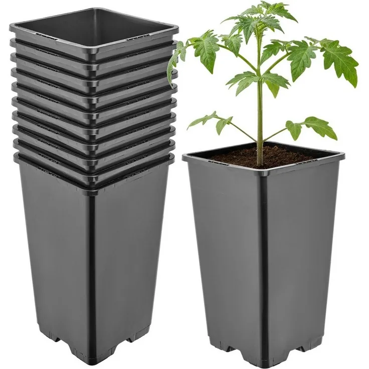 Garronda Blumentopf Kunststoff hoch eckig mit Drainagelöchern für Garten GD-0201 (10 St, 10er Set)