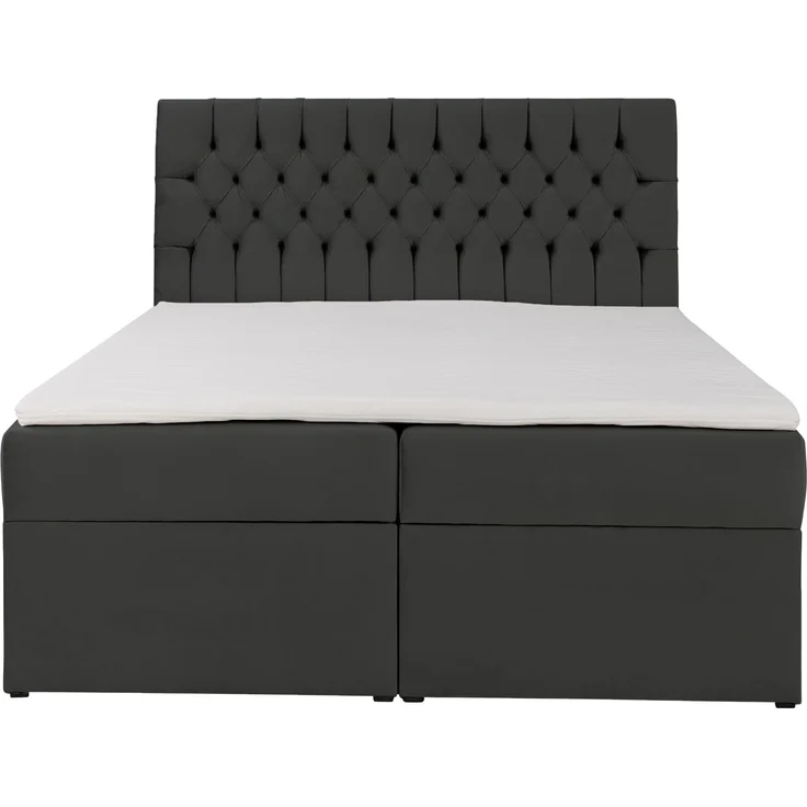 Selsey 'Daissy' Boxbett 140×200 mit Matratze und Topper, Samt, Dunkelgrau – Bild 5