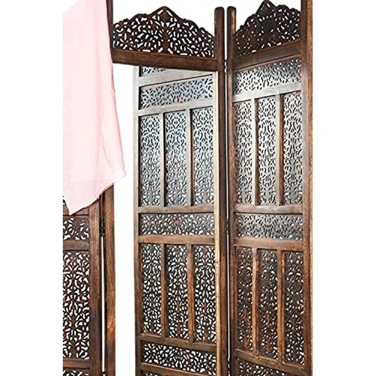 Marrakesch Orient & Mediterran Interior Paravent Holz Spiegel Paravent Raumtrenner Orientalisch Elroi (1 St), Handarbeit – Bild 4