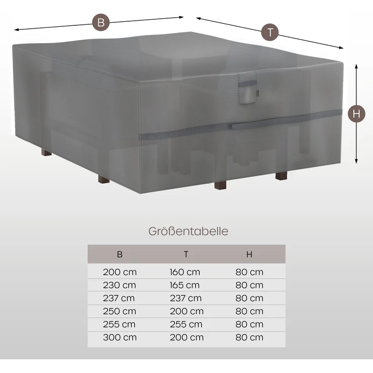 SANZARO 'Premium' Abdeckung Gartenmöbel, winterfest, Polyester grau, 237 x 237 x 80 cm – Bild 3
