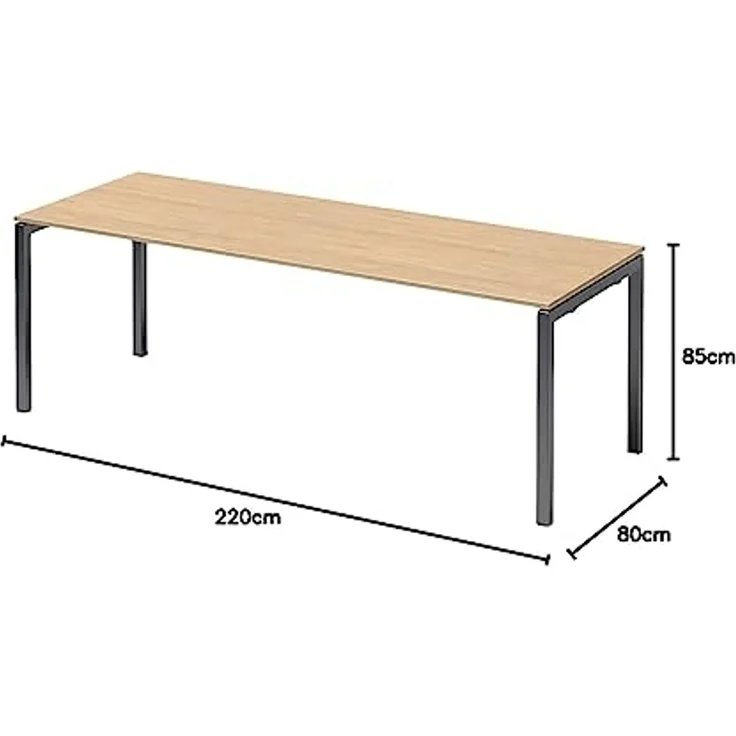 BISLEY Cito Schreibtisch, 740 mm höhenfixes U-Gestell, Metall, Mp334 Dekor Ahorn, Gestell Anthrazitgrau, 80 x 220 x 85 cm – Bild 2
