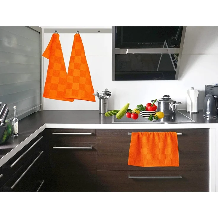 Lashuma Geschirrtuch Lissabon, (Set, 3-tlg), Weiche Trockentücher 50x50 cm orange – Bild 2