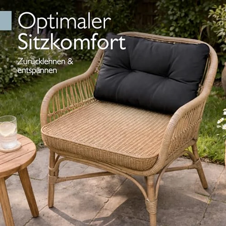 Beautissu Sitzkissen Lounge Kissen Outdoor Rückenkissen Flair LK, 50x40x12cm, Anthrazit, 50x40x12 cm – Wetterfest Schmutzabweisend Polster für Gartenmöbel – Bild 6