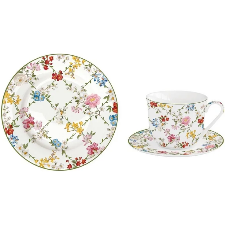 EasyLife Untertasse Garden Dreams, Spülmaschinengeeignet, Mehrfarbig, Blumenranken, H: 9.5cm