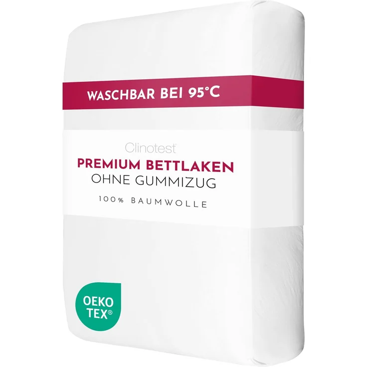 Clinotest 100x200 cm Bettlaken ohne Gummizug, 170 g/m², Premium Flachbettlaken aus 100% Baumwolle, Soft & atmungsaktiv, Kochfest, Hotelqualität, pflegeleicht, schrumpffest & farbintensiv