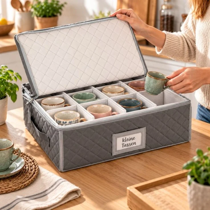 Relaxdays Aufbewahrungsbox für Geschirr Set – Bild 2