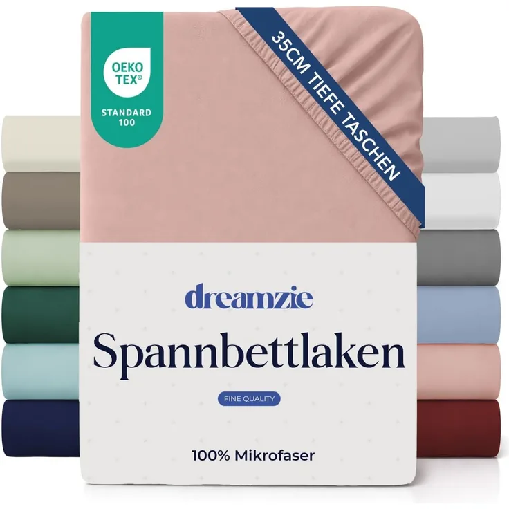 Dreamzie Spannbettlaken 200x200 cm - 35 cm Tiefe Tasche - 100% Mikrofaser Bettlaken - Hell-Pink, Schadstoffgeprüft(Oeko TEX), Bettlaken mit Gummizug