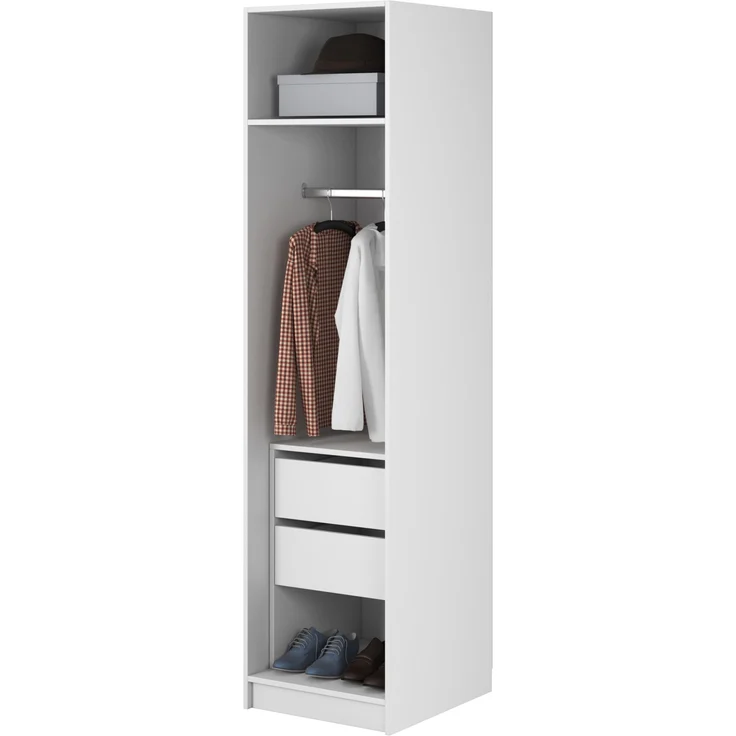 Selsey 'Moonir' Kleiderschrank 1-türig mit Kleiderstange und Schubladen, weiß 200 x 50 x 57 cm – Bild 4