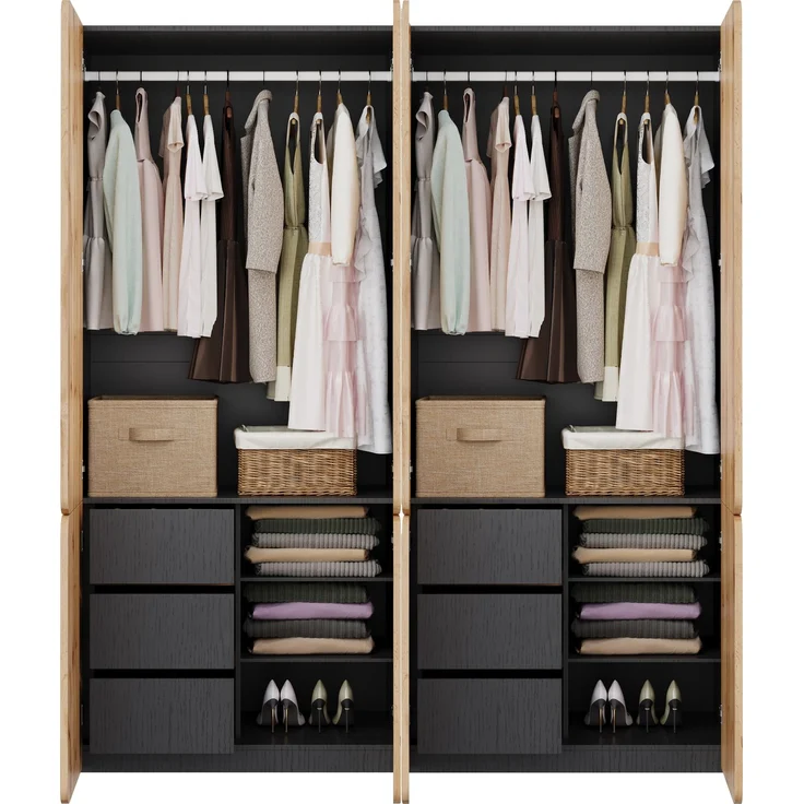 Drehtürenschrank 180 x 50 x 200 cm aus MDF und Spanplatte in Eiche mit 8 Türen – Bild 3