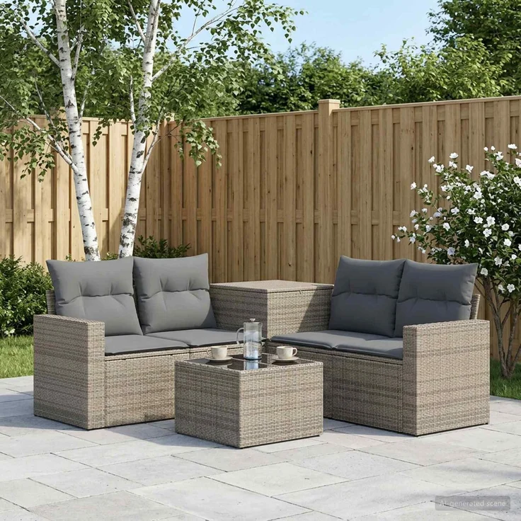 vidaXL Sofa Set 6 stk. Grau und Dunkelgrau Polyrattan und Stahl 3447406 – Bild 1