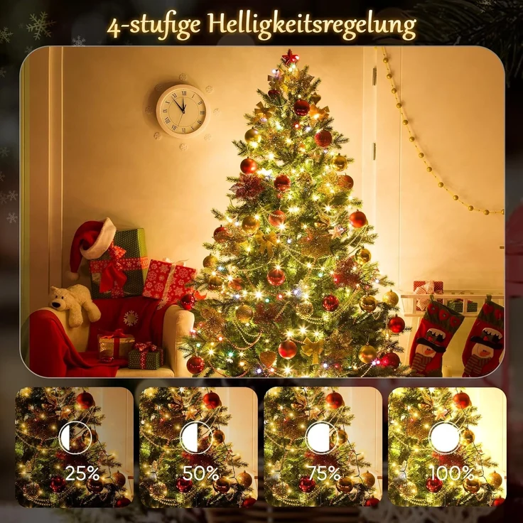 SALCAR 3m Christbaumbeleuchtung mit Ring und 14 Girlanden, 490er LED Überwurf Lichterkette mit Fernbedienung, Wasserdicht Lichterkette Weihnachtsbaum für 210cm bis 350cm Tannenbaum, Warmweiß – Bild 4