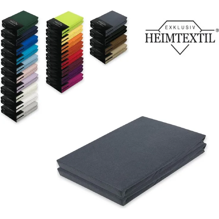 Doppelpack Jersey Spannbettlaken Premium Anthrazit 140 - 160 x 200 cm