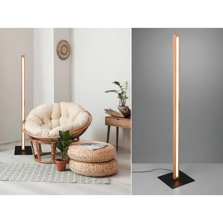 LED Stehleuchte, Naturholz, Touchfunktion, dimmbar, H 115 cm