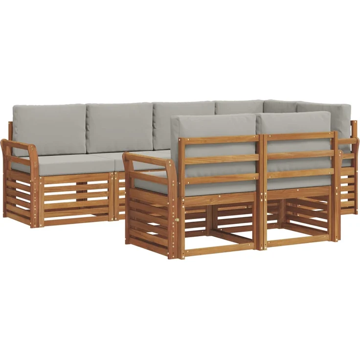 vidaXL Outdoor-Sofagarnitur 7 stk. 7-Sitzer Natur und Hellgrau 3374971 – Bild 2