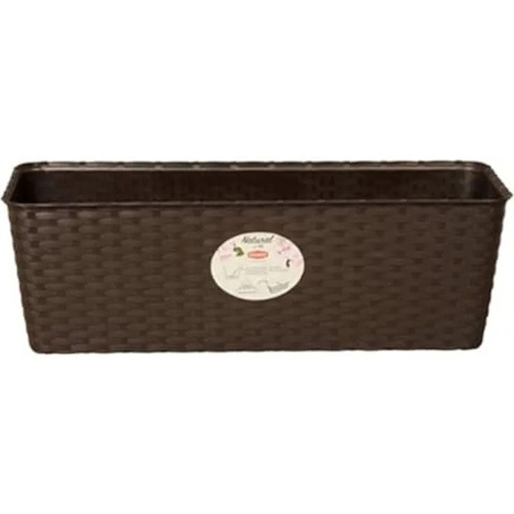 Stefanplast Blumentopf Balkon-Blumenkasten Natural mit Selbstbewässerungssystem 30 x 13 x 11 cm in mokka