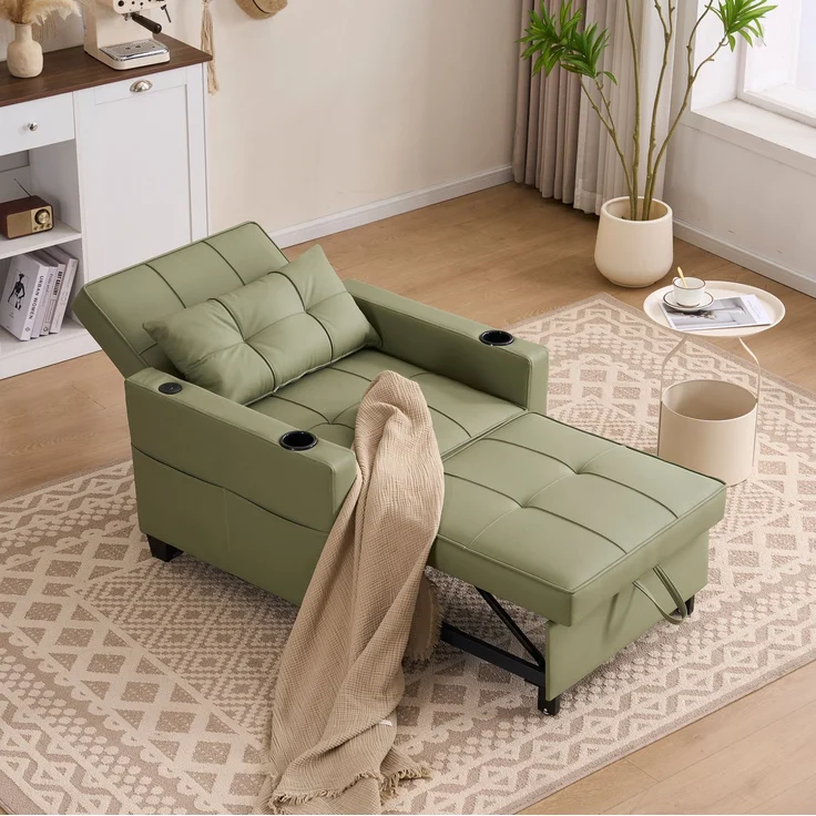 Schlafsessel 3-in-1 74cm×87cm×84cm in Avocado als Sessel, Liegestuhl und ausziehbares Schlafsofa – Bild 2