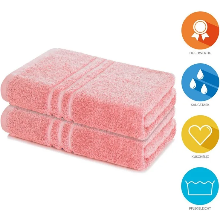 Lavea Badetuch Elena 2er Set Badetücher 100x150 cm, Duschtuch, 500 g/m² Frottier, weich & saugstark, pflegeleicht