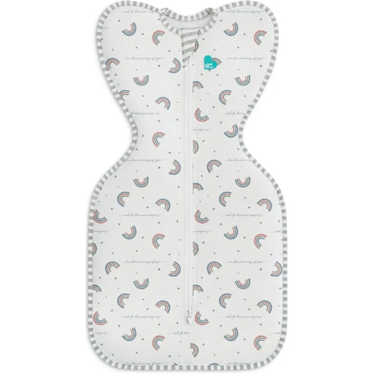 Love To Dream™ Swaddle UP™, Neugeborene 2,2–3,8 kg – Regenbogen-Traum | Angenehm, fördert gesunden Schlaf | 1,0 Tog, Frühling & Sommer 20–24 °C | Waschbare Baumwolle Doppelreißverschluss | Arms Up Swaddle hilft dem Baby, sich selbst zu beruhigen und lä...