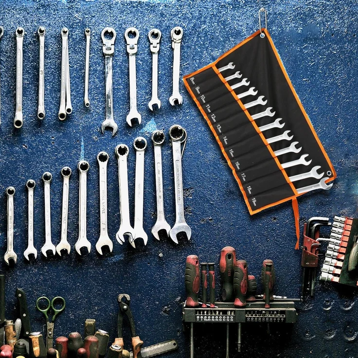 Todeco Maulschlüssel Set mit Tragetasche, 12-teilig Schraubenschlüssel Set, Ringschlüssel 8-19 mm, Gabelschlüsselsatz Metrisch – Bild 6