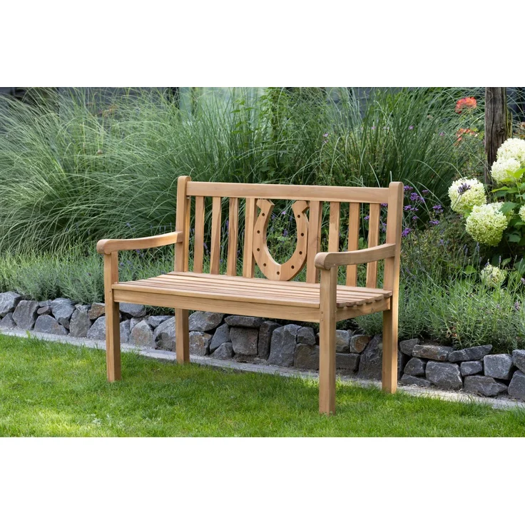 Teakholz Gartenbank Hufeisen 120 cm – Bild 9