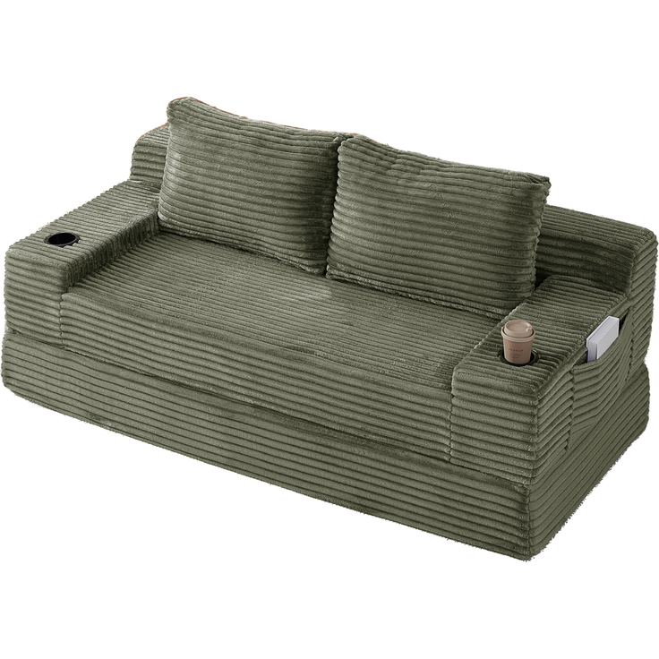 ZUBALIYA Sofa mit LED - Beleuchtung, mit Stauraum, mit Cordbezug, mit breiten Armlehnen, ohne aufwendige Montage – Bild 6