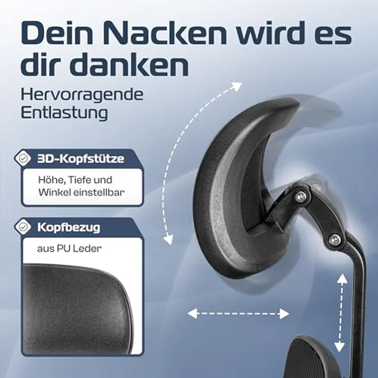 Clouvou Drehstuhl SmartSeat, Ergonomischer 1-Sitzer, Schwarz, Textil, 70x142x70 cm, Ideal für Homeoffice und Büro – Bild 3