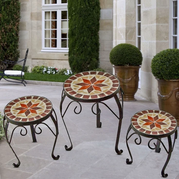 3er Set Mosaik Blumenhocker, rund – Bild 2