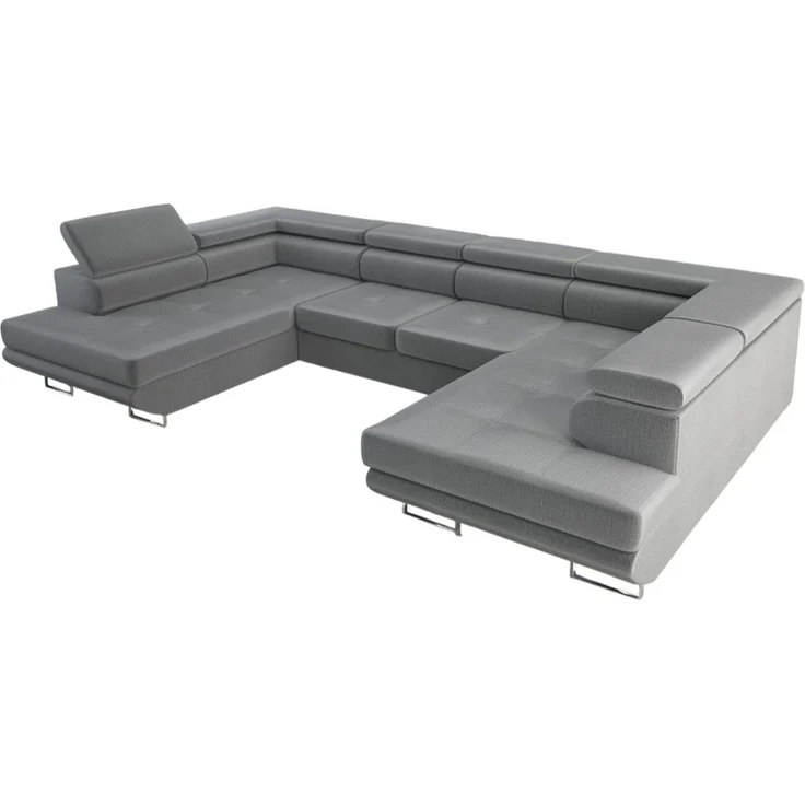 thematys Ecksofa Aston U 403 x 203 cm, mit Schlaffunktion, mit Bettkasten, mit verstellbaren Kopfstützen, Hellgrau (Monolith 84), Ausrichtung 390 cm|350 cm – Bild 4