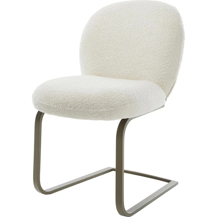 Freischwinger Nube-Flex Bouclé Weiß Freischwinger flach Effektfinish Titan Taschenfederkern – Bild 1