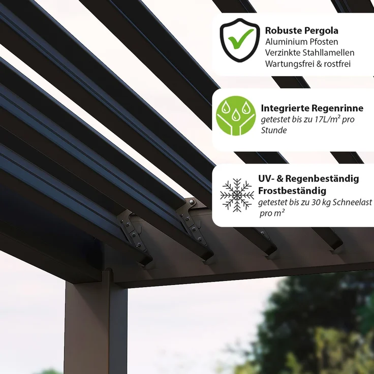 Weide 'Classic' Pergola, freistehend, Aluminium / Stahl anthrazit, 530 x 300 x 255 – Bild 4