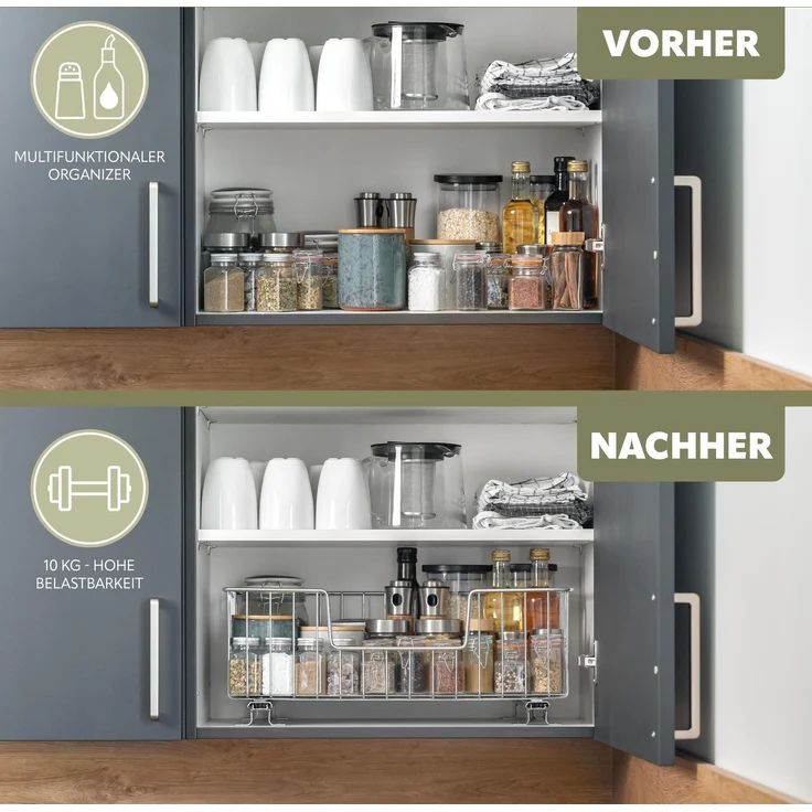 Korbauszug für Küchenoberschränke 50 cm Breite, chrom – Bild 4