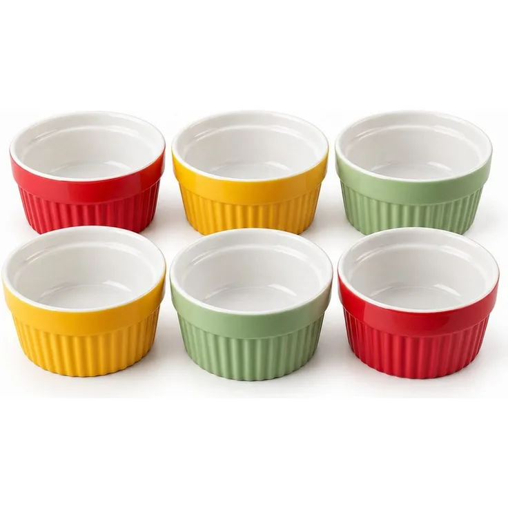 ToCi Auflaufform Creme Brulee Schälchen Sets 9 cm Förmchen aus Keramik 185 ml Weiß, Keramik, (6-St)