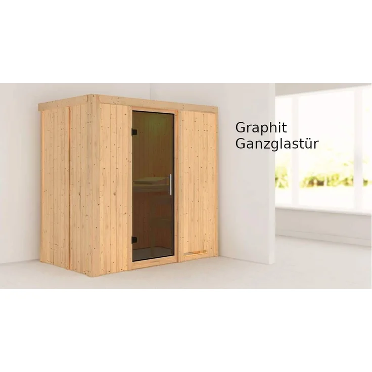 Karibu Sauna Variado + 9kW BIO-Kombiofen mit ext. Steuerung Easy Klarglas Ganzglastür – Bild 6