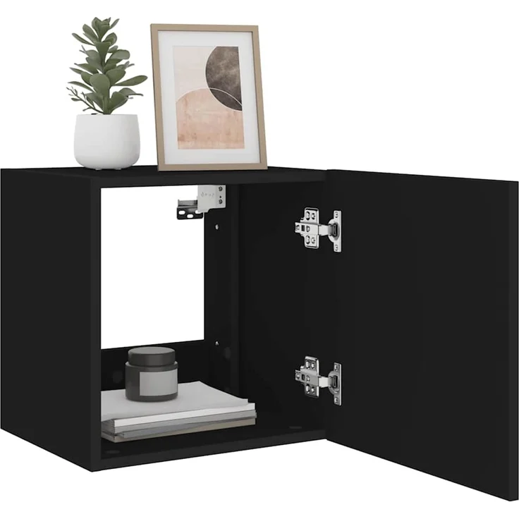 TV-Wandschrank, Fernsehschrank mit LED-Leuchten Schwarz 40,5x35x40 cm – Bild 7