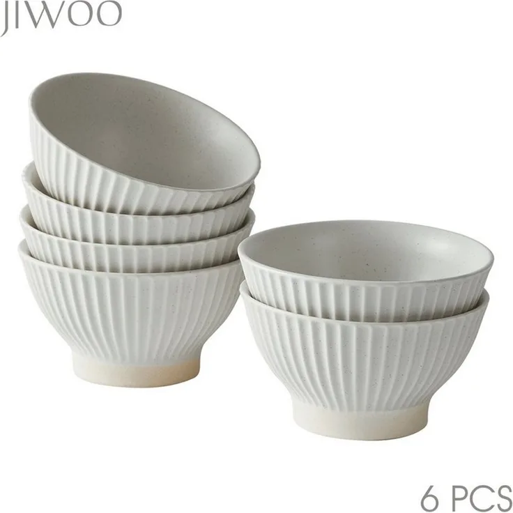 JIWOO Schale 6er Ø12cm, Müslischale Eisschale FrühstückSchale Dessertschale, Keramik, (Schaleset, 6-tlg), Hochwertiges Schalen Matt Weiß Mikrowellenofen Spülmaschine Ø12 cm