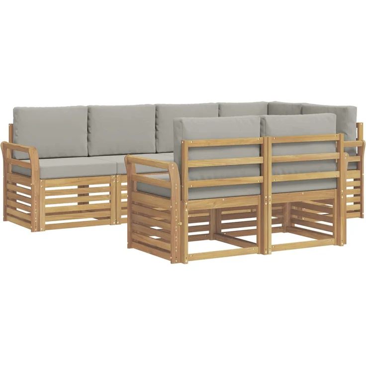 vidaXL Outdoor-Sofagarnitur 7 stk. 7-Sitzer Weiß und Hellgrau 3391996 – Bild 2