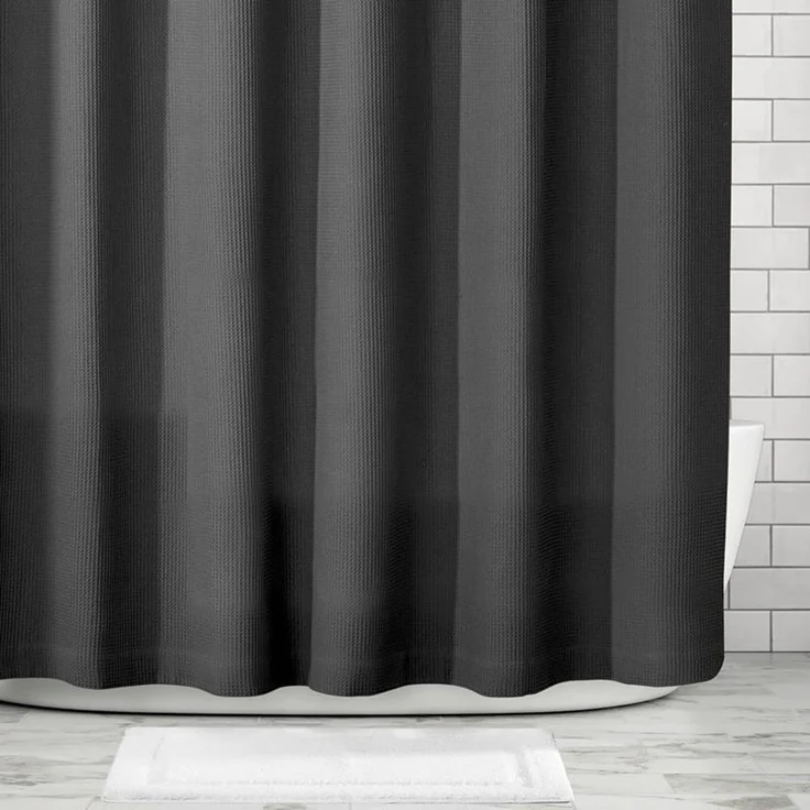 mDesign Luxus Duschvorhang Badewannenvorhang Waffelmuster wasserdicht Schwarz – Bild 4