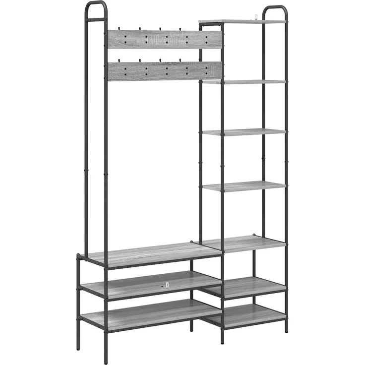 vidaXL Garderobenständer mit Schuhbank Sonoma-Grau 120,5 x 34 x 190 cm 8012041 – Bild 5