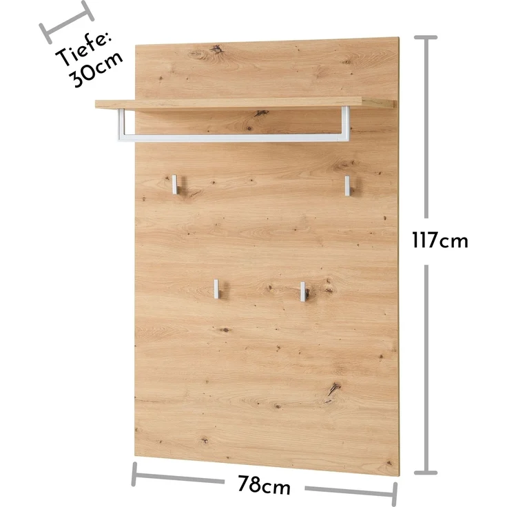 Garderoben-Set >Bari< (4-teilig) weiss matt / Eiche - 158x200x38cm (BxHxT) – Bild 10