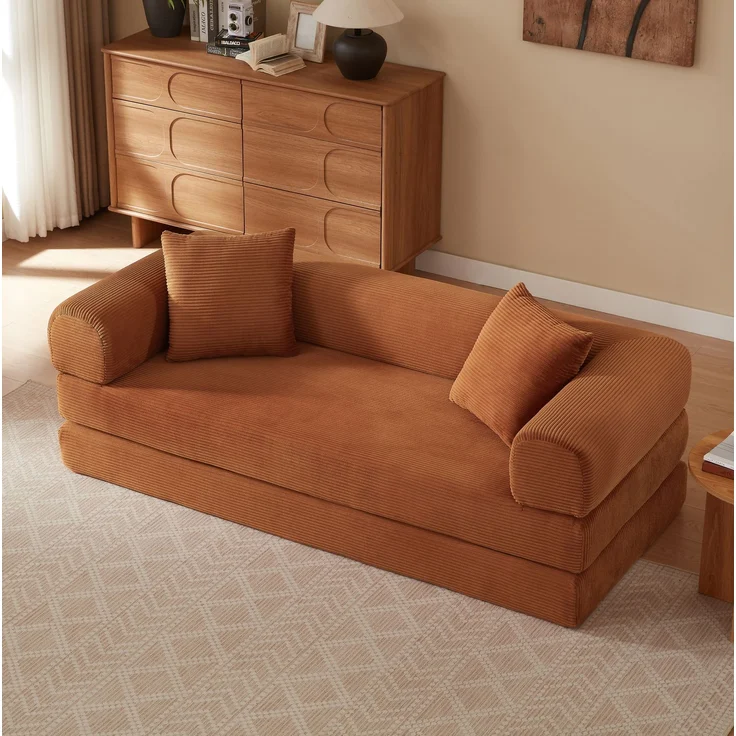 DESVIAE Schlafsofa klappbar 41x41x99 cm aus Schaumstoff, Terrakotta – Bild 4